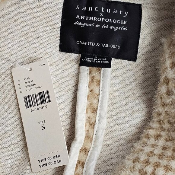 Anthropologie x Sanctuary Hometown Fuzzy Knit Coat, Light Sand, Button Up,Size S - Picture 4 of 8